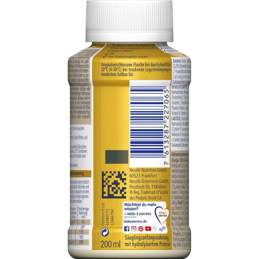 Nestlé BEBA SUPREME Pre Anfangsmilch Portionsflaschen 200ml von Geburt an