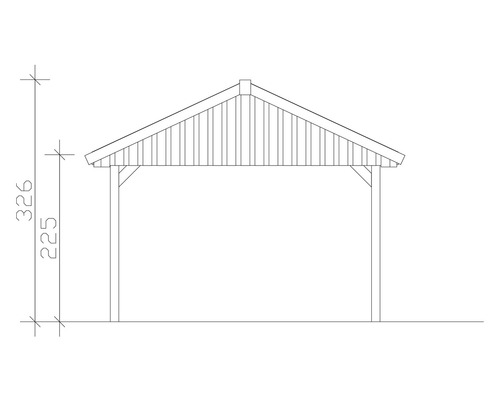 Enkele carport SKAN HOLZ Wallgau incl. daklatten en H-paalankers 430 x 750 cm geïmpregneerd