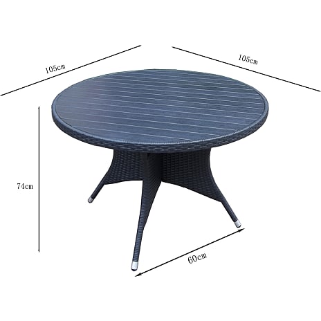 Kos havebord 105 cm rundt - sort