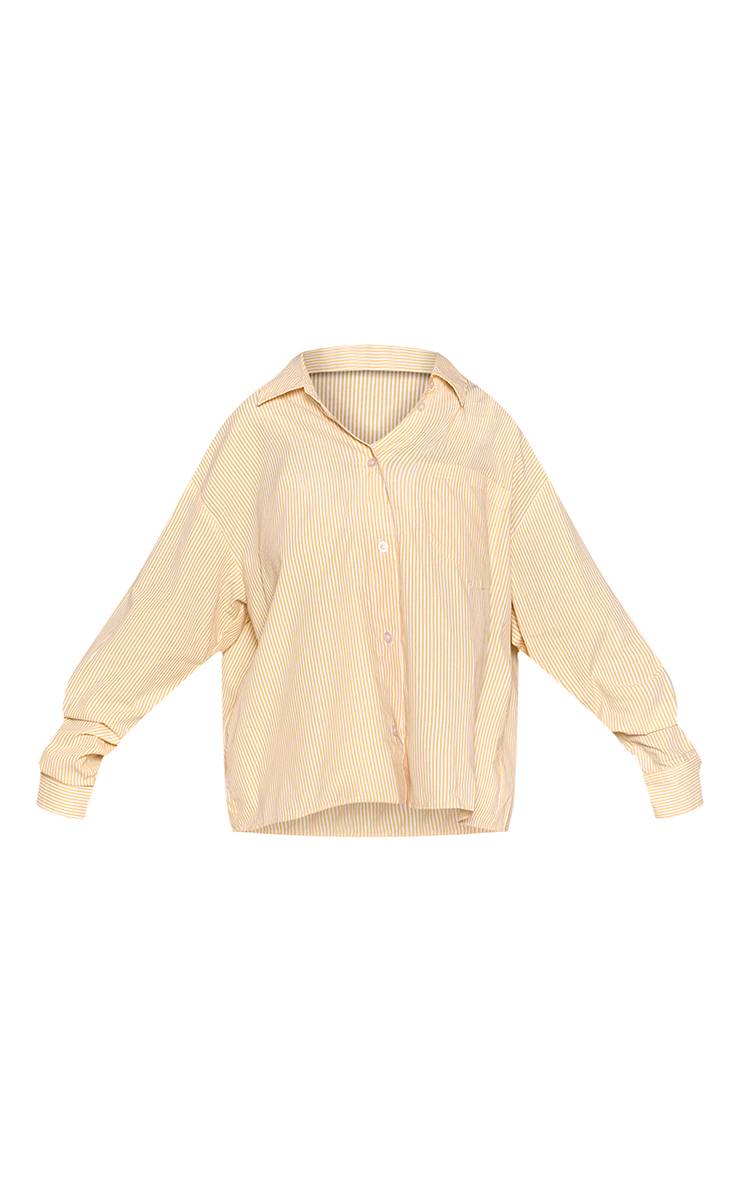Jaune Chemise Boxy En Coton À Fines Rayures