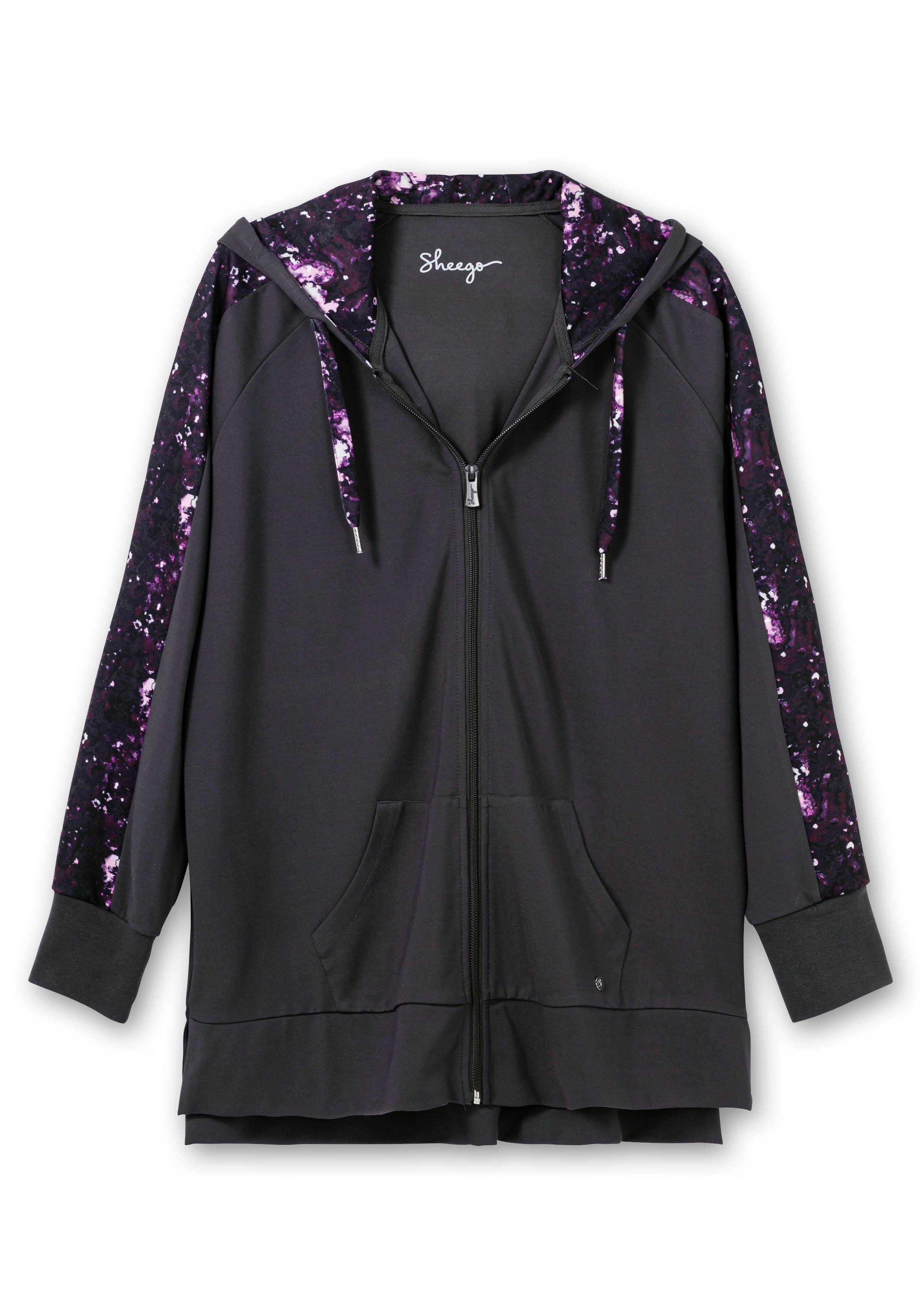 Trainingsjacke aus Sweat, mit Kontrastmuster