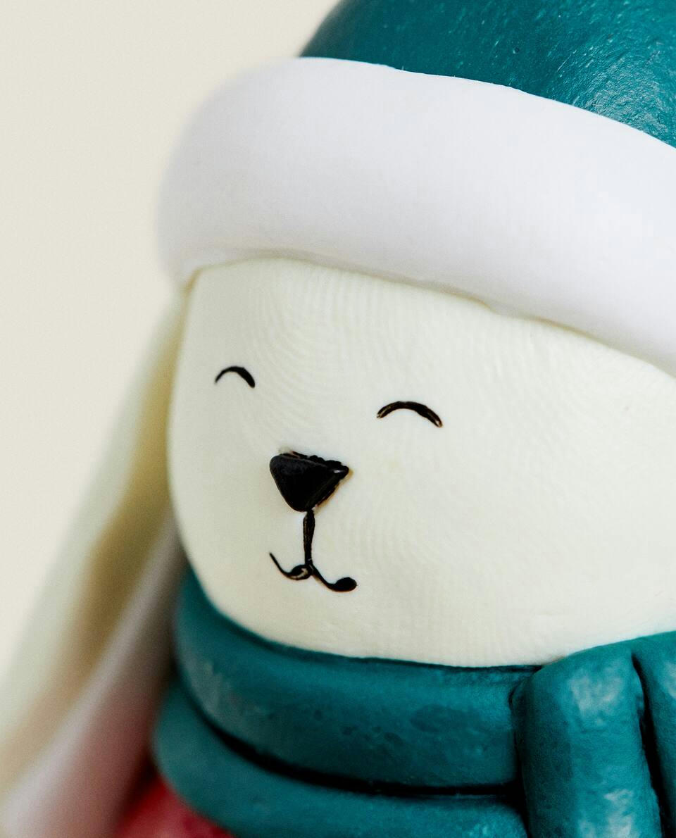 Enfeite de Natal em formato de coelho com sino de trenó