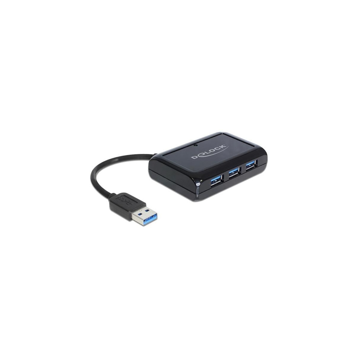 DeLOCK USB 3.0 Hub + Gigabit LAN, 3-port USB 3.0 hub med Ethernet, sv