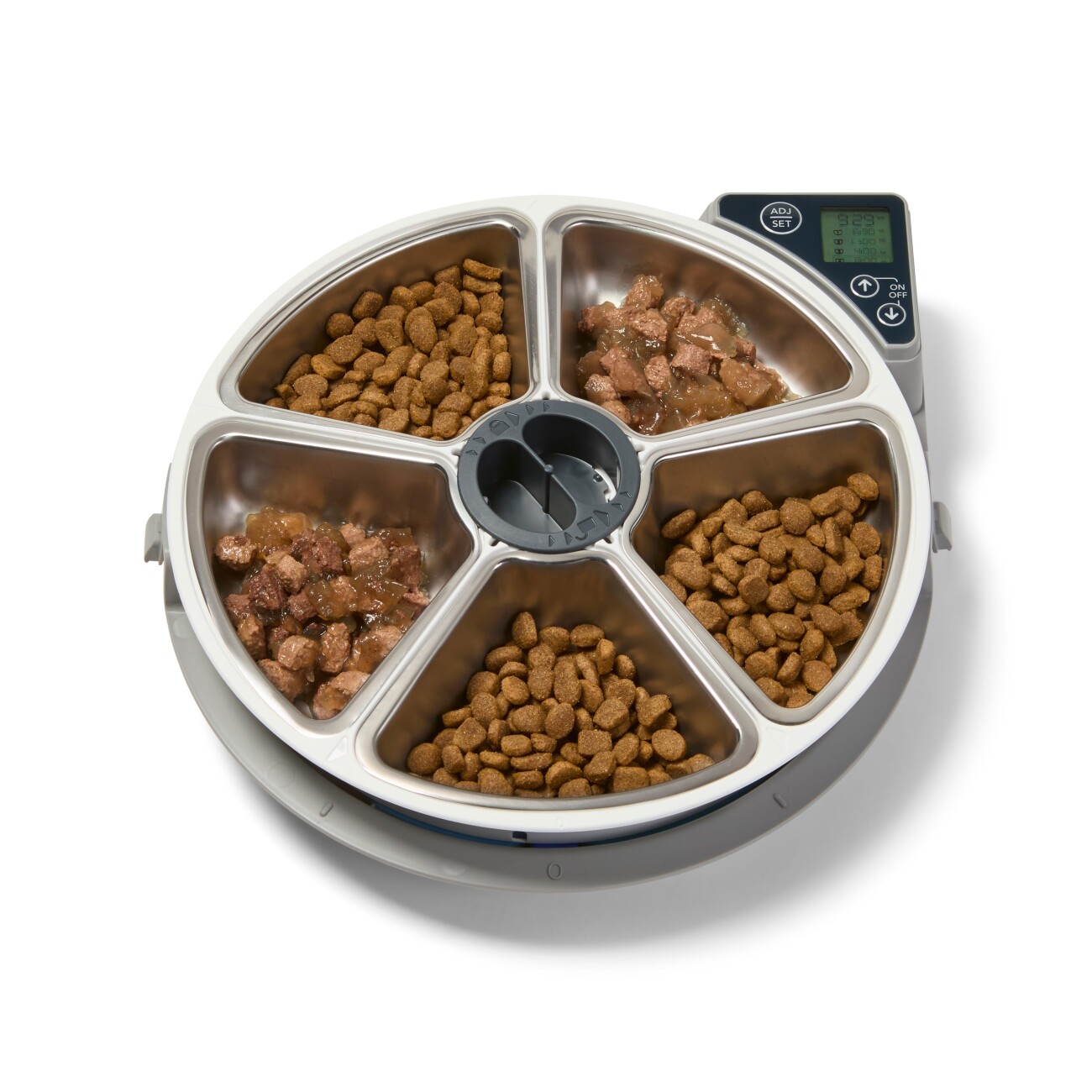 Cat Mate 5-Mahlzeiten-Futterautomat mit Edelstahlnapf-Einsätzen Grau (C500)