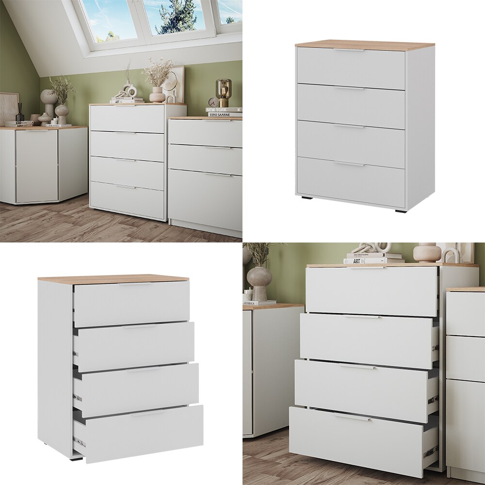 Vicco Sideboard Betti Weiß Sonoma 80 x 102 cm 4 Schubladen