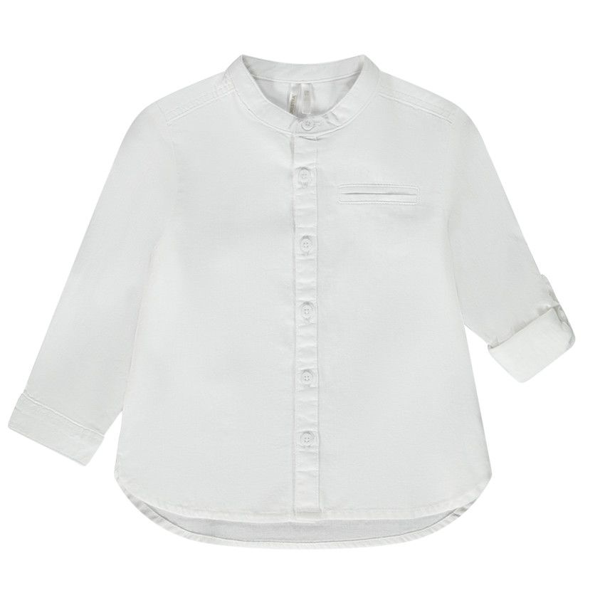 Chemise manches longues col mao pour bébé garçon - Blanc