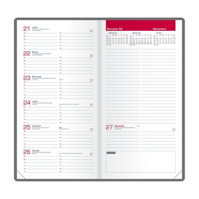 Agenda Oxford Senso - 1 semaine sur 2 pages - 9 x 17 cm - disponible dans différentes couleurs - Hamelin