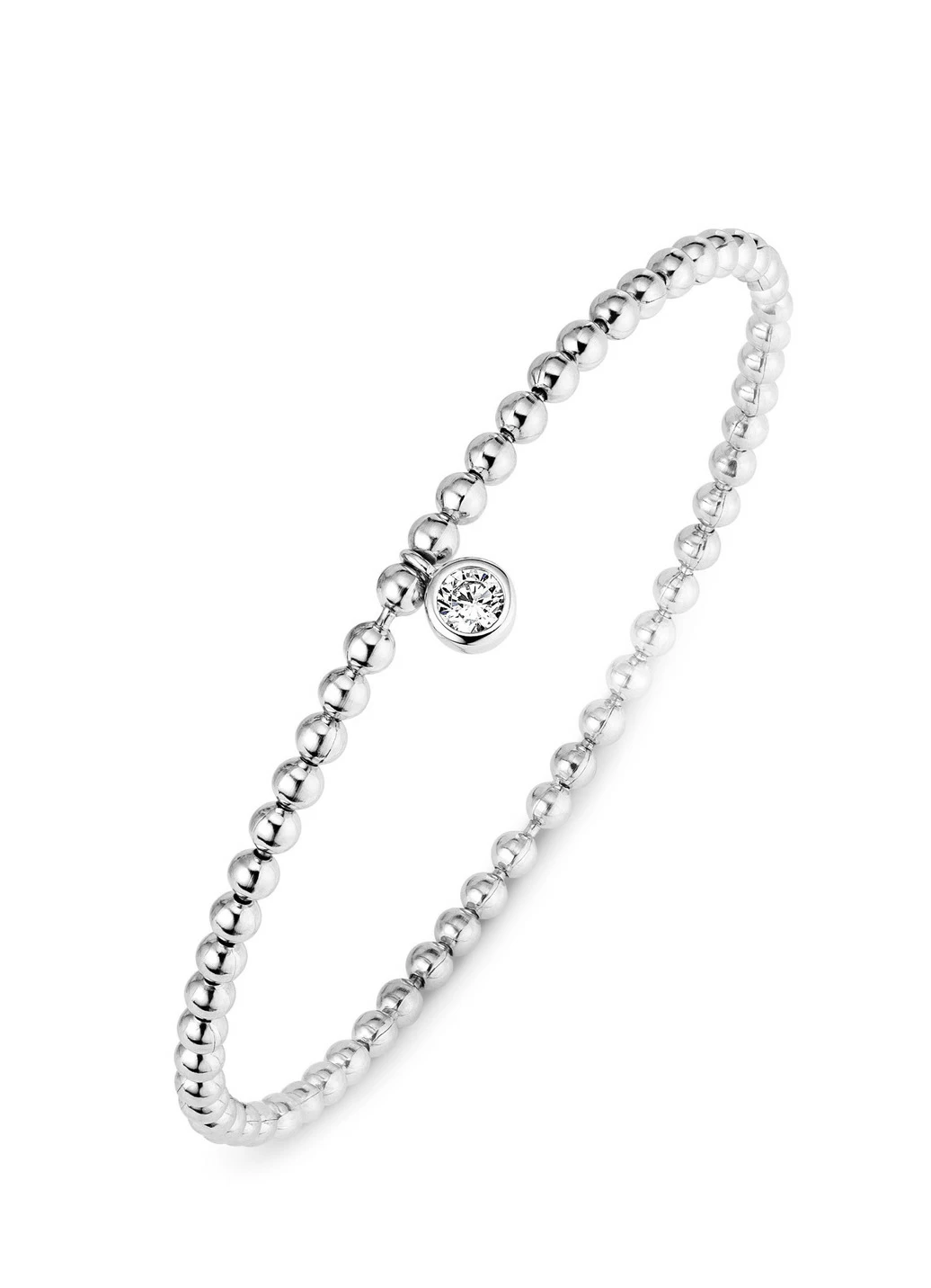 Kugelketten-Armband aus Silber 925/- fein mit 1 synth. Zirkonia
