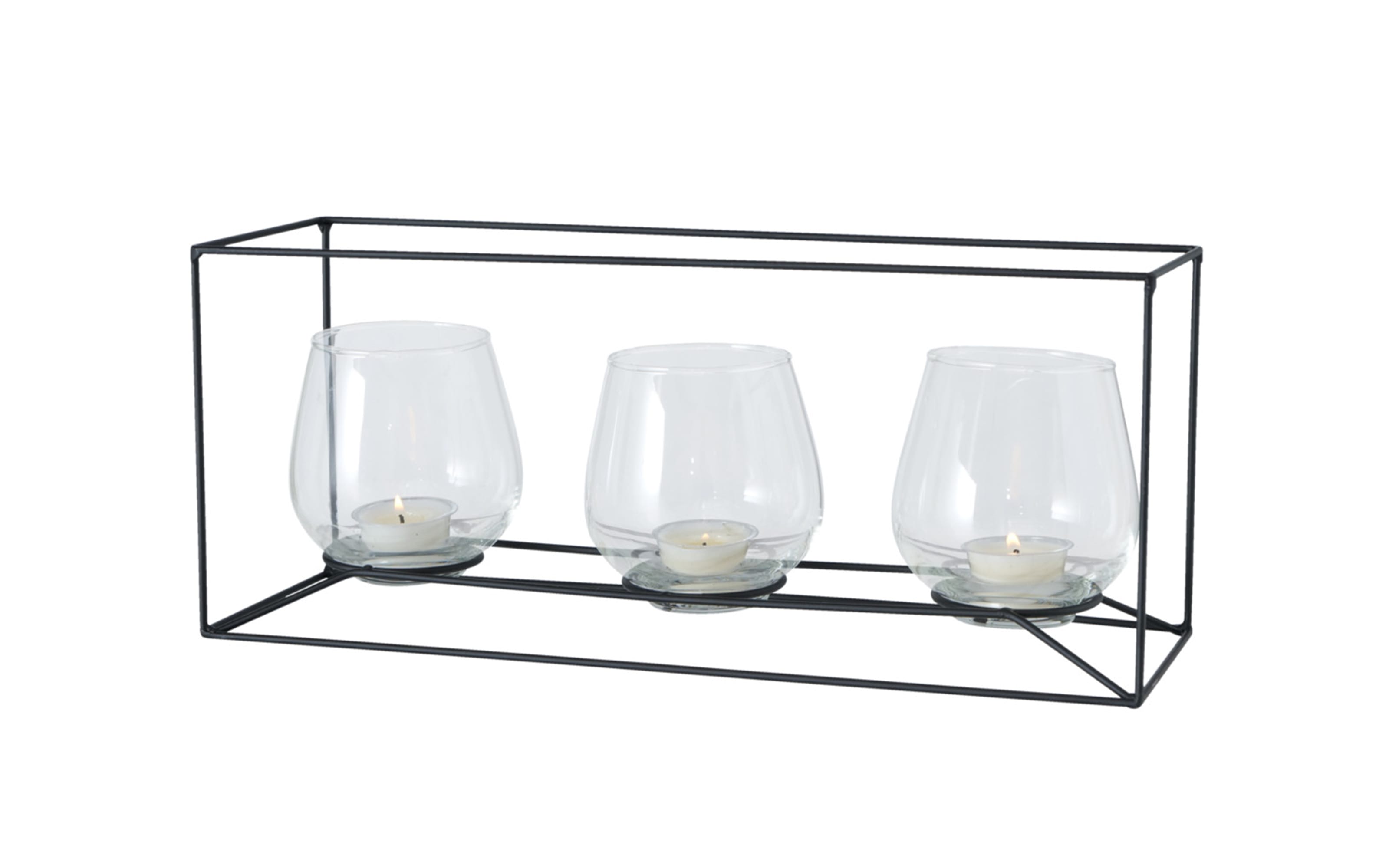 Windlicht Paolo, Metall schwarz, Glaseinsatz transparent, 15 cm