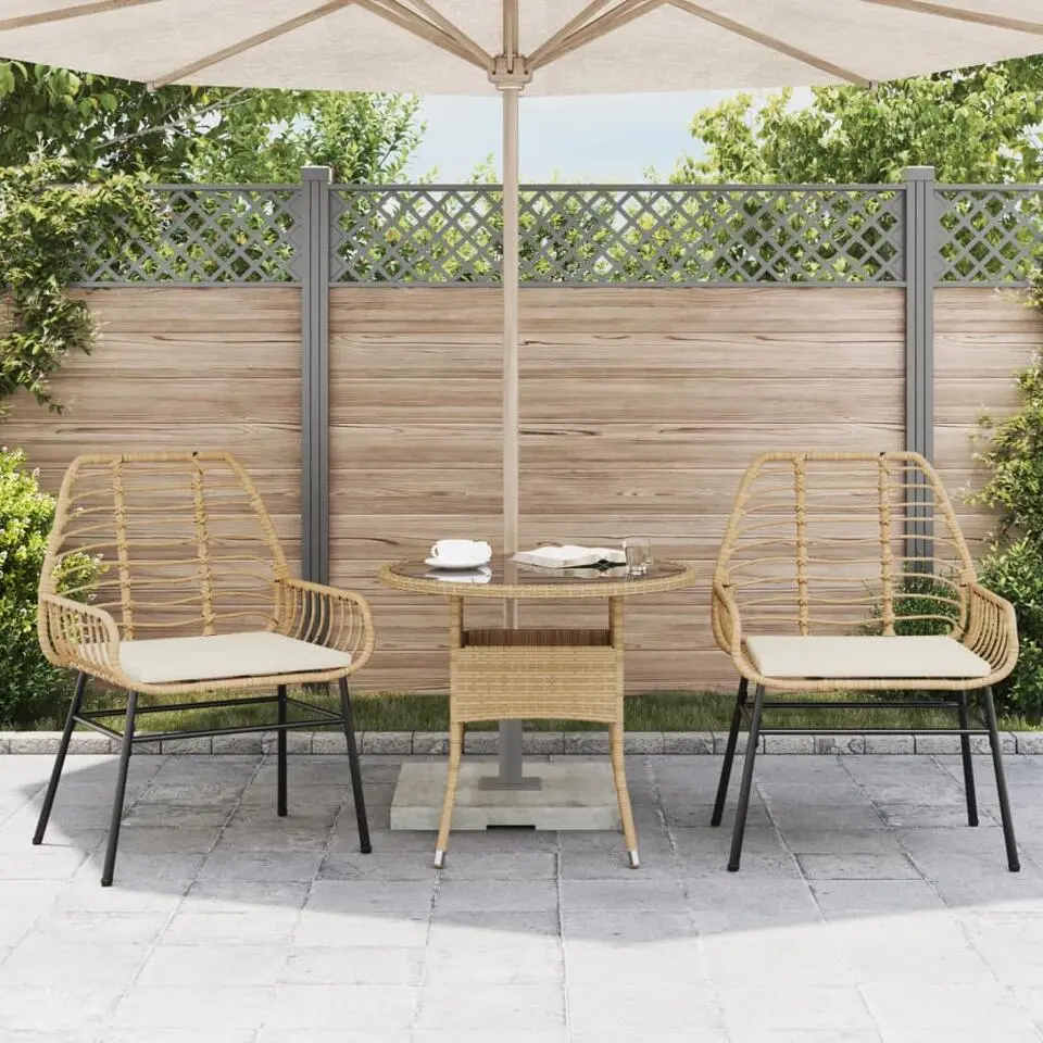 vidaXL - Tuinstoelen - Kussens - Bruin - Poly rattan - 2 stuks