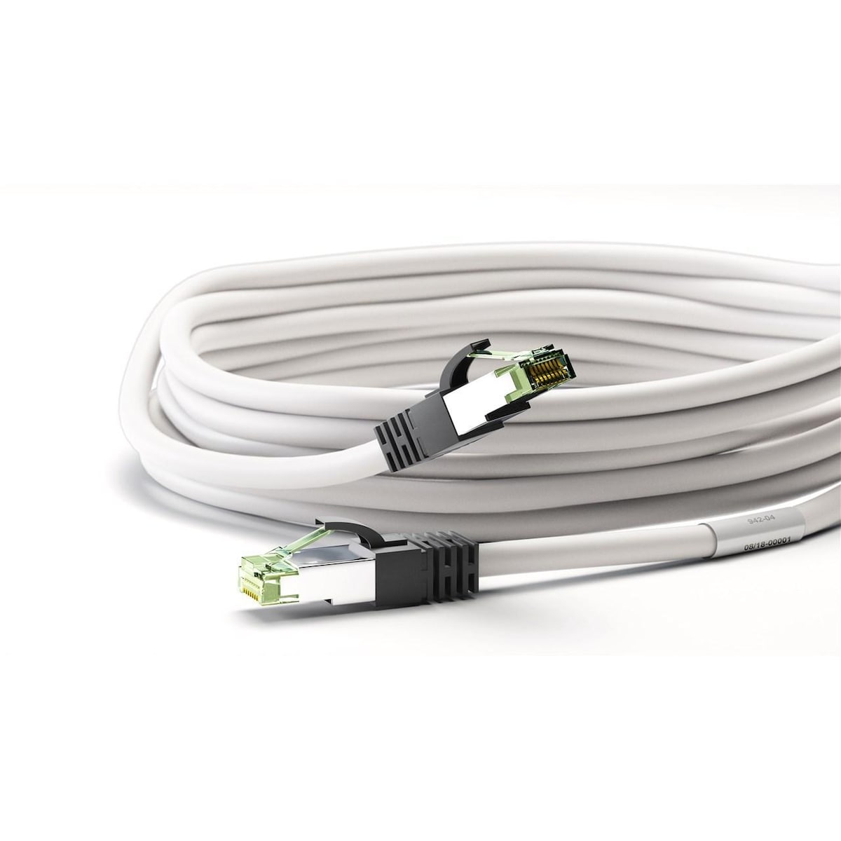 RJ45 (CAT 6A, 500 MHz) patchkabel med CAT 8.1 S / FTP råkabel, 15292