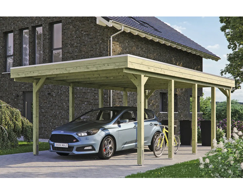 SKAN HOLZ Friesland enkele carport 397x708 cm met dompelgeïmpregneerd aluminium dak