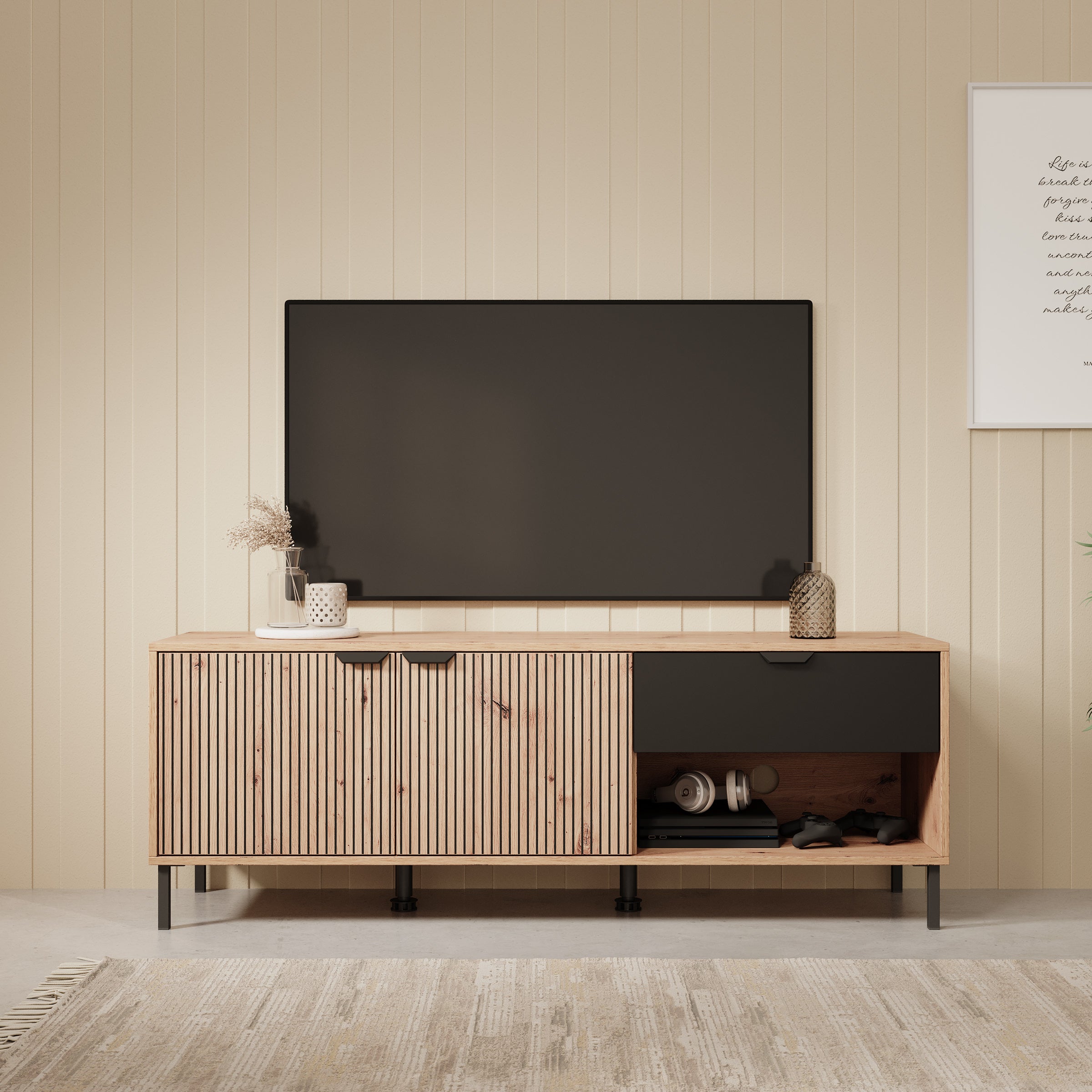 Malaika - TV-Meubel - Eiken - 151x40x54 cm
