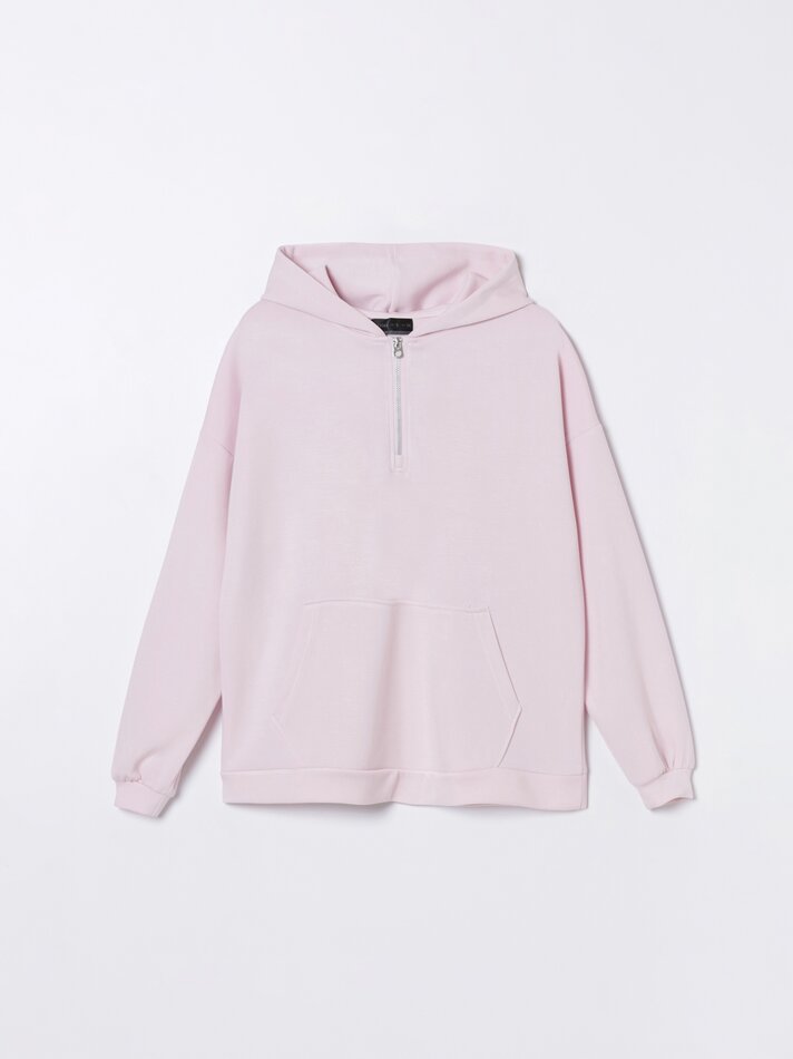 Moletom com capuz de toque macio - Rosa