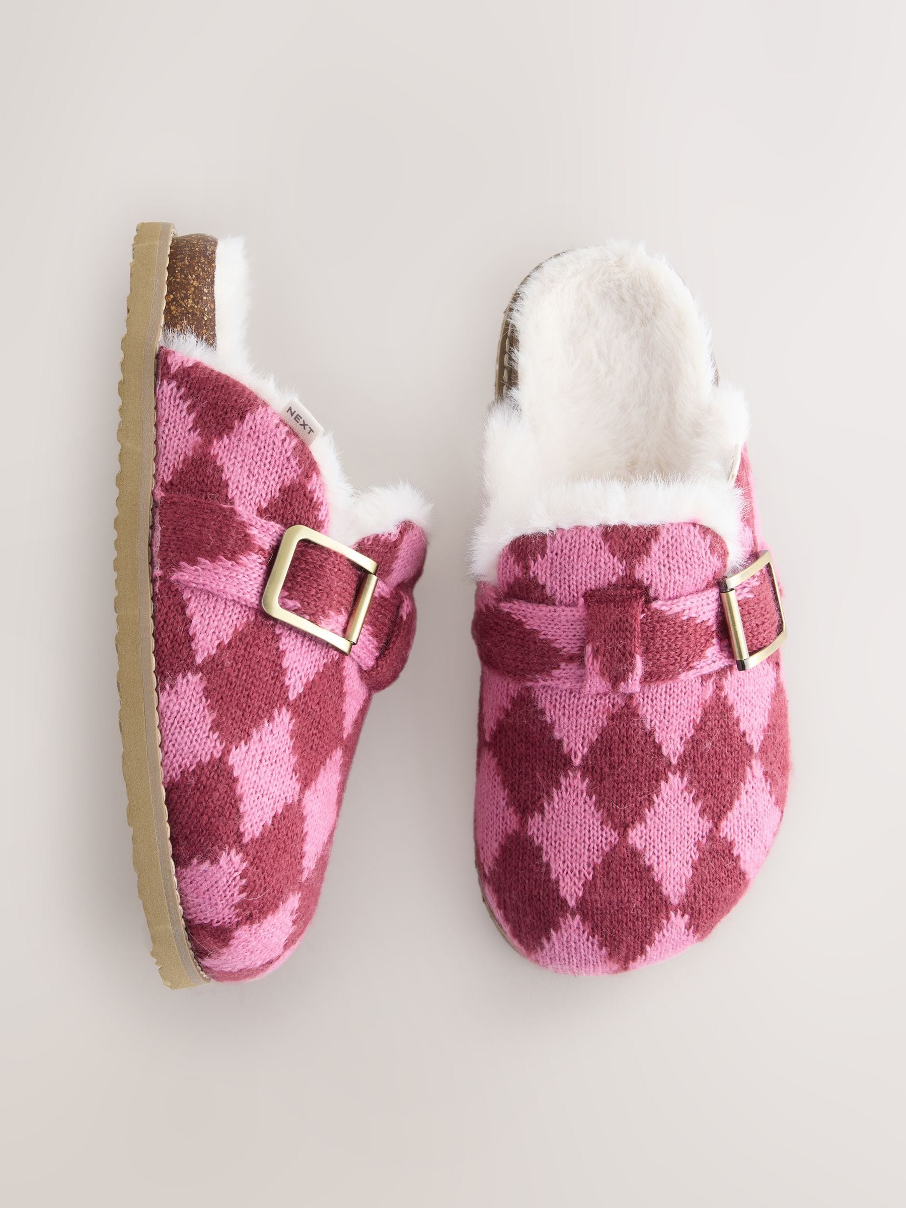 Roze met ajourmotief - Footbed Buckle Slippers