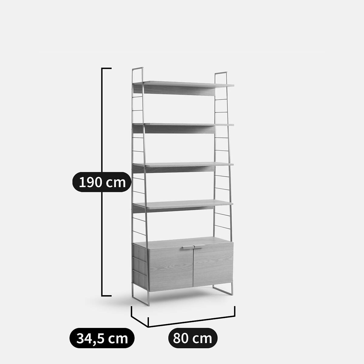 LA REDOUTE INTERIEURS<br>Estante vintage em carvalho e cromo, Alt.190 cm, Watford