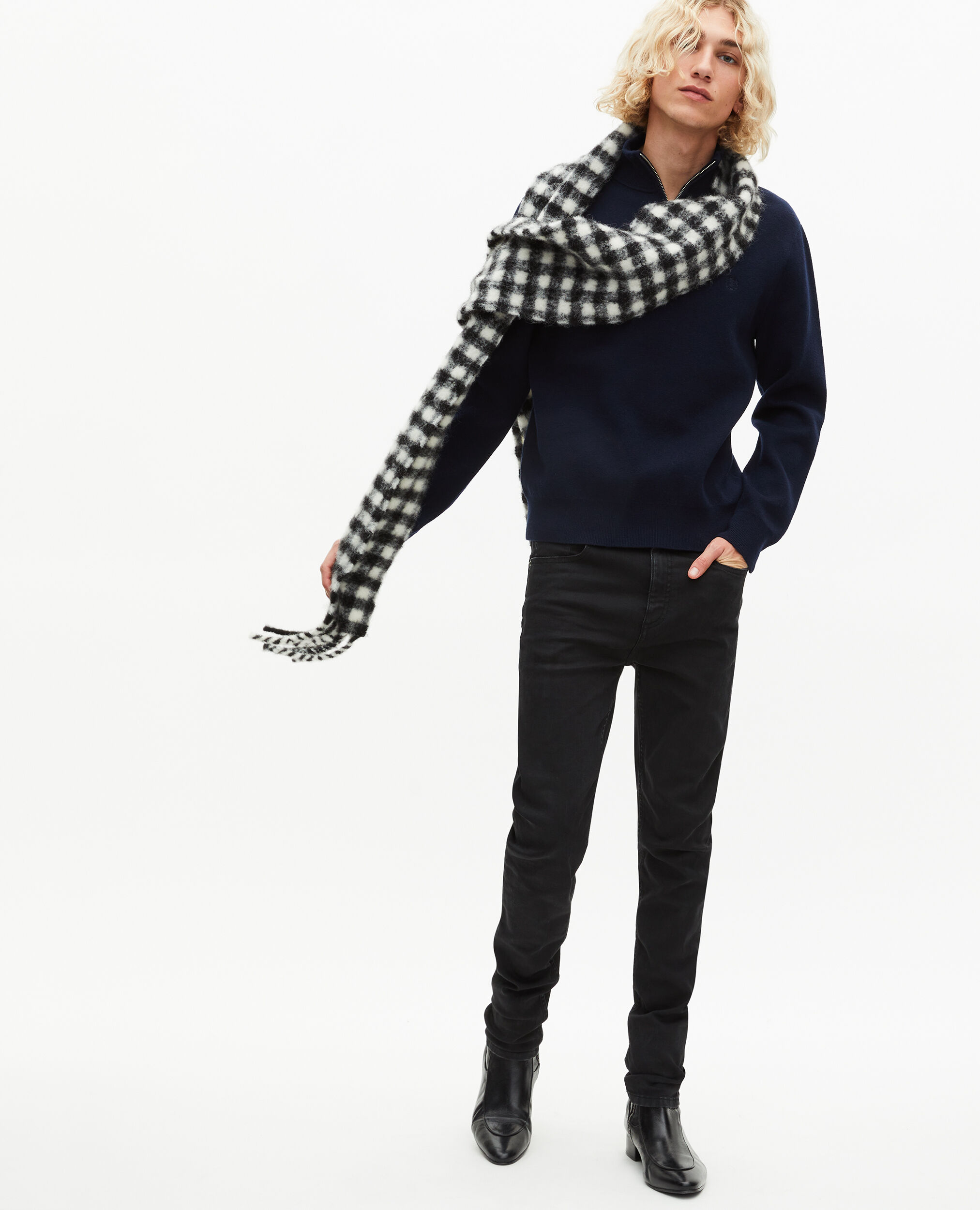 Pull col camionneur double face marine