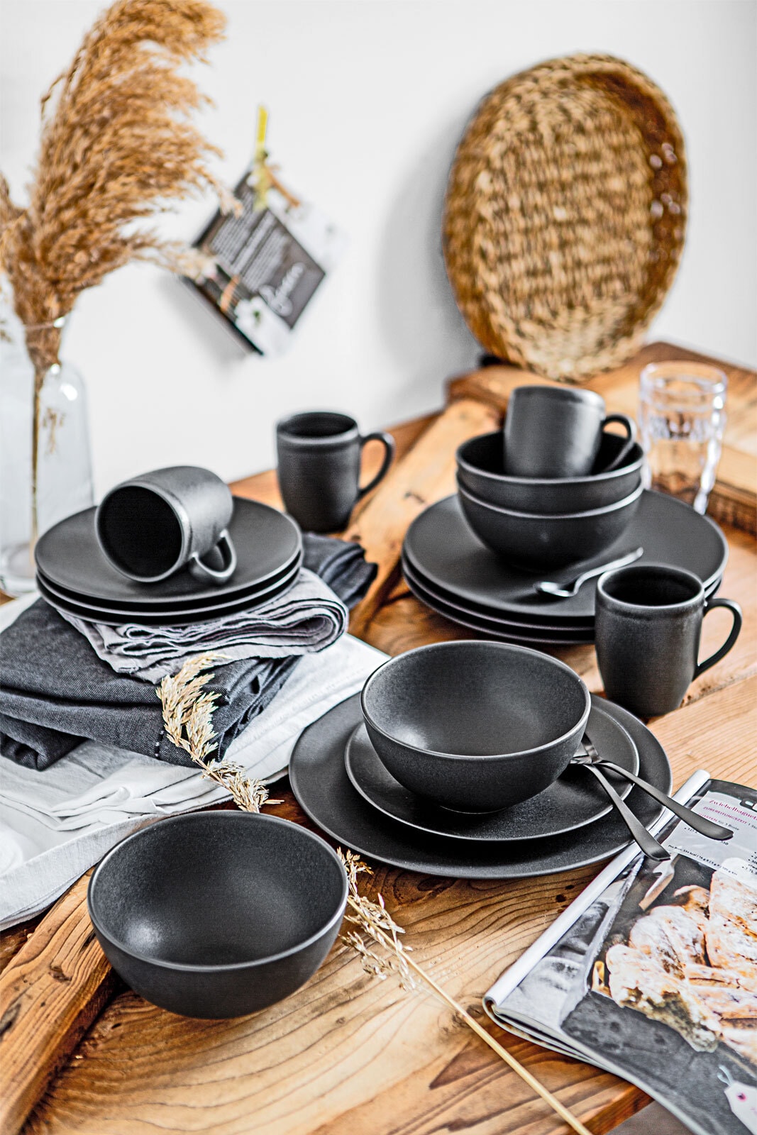 CreaTable Dessertteller SOFT TOUCH 6er Set schwarz matt