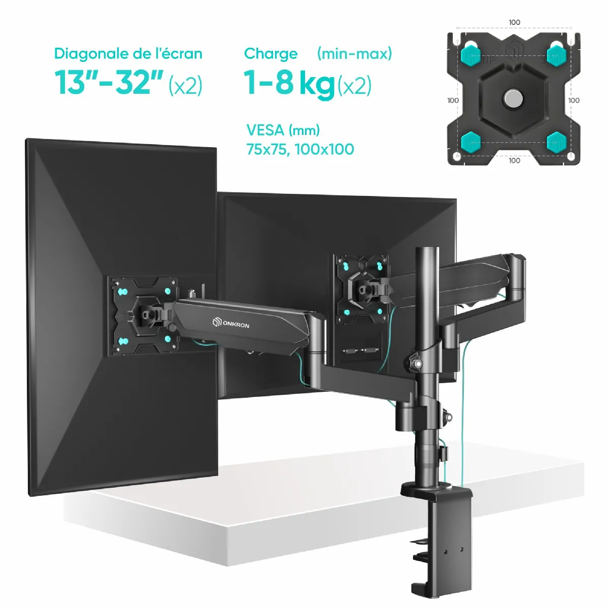 Onkron G140-B Support écran double