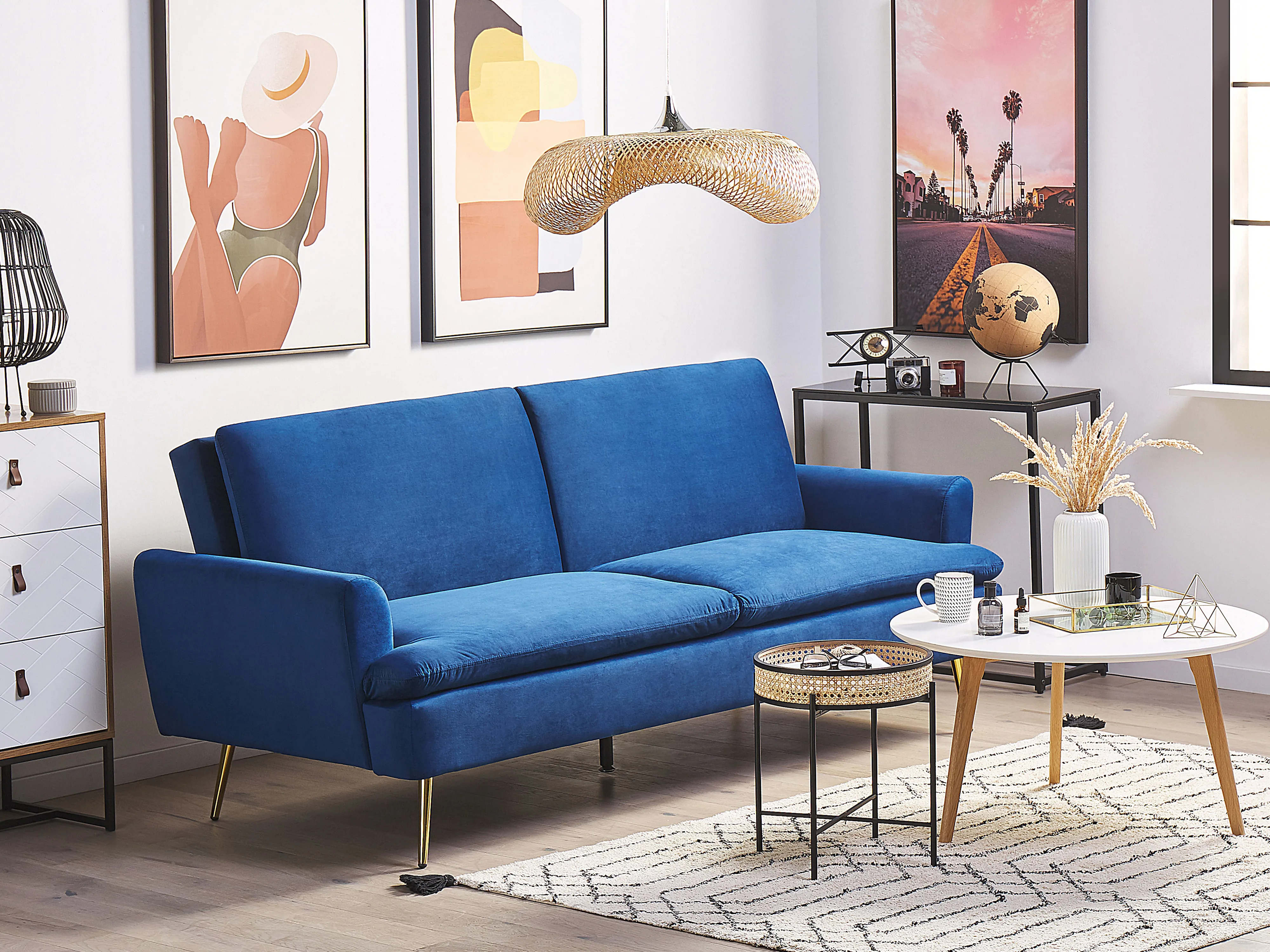Slaapbank 3-zits VETTRE Fluweel Marineblauw