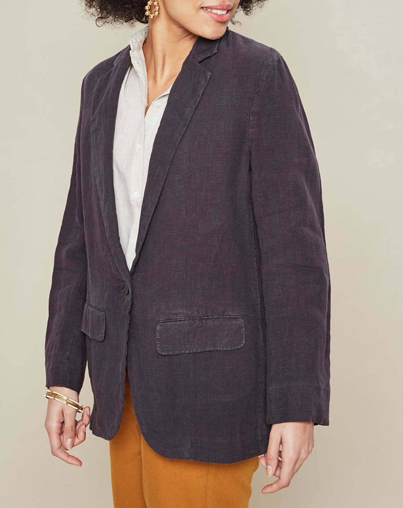 Hartford Veste blazer 100% Lin Vaison charcoal