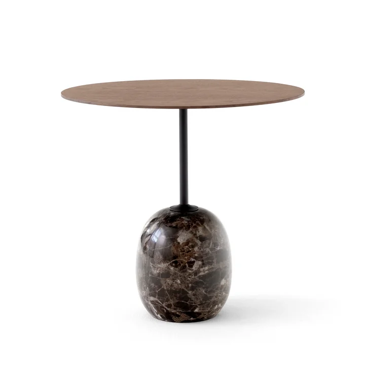 &Tradition - Lato Beistelltisch oval 40 x 50 cm, H 45 cm, Walnuss / Emparador Marmor