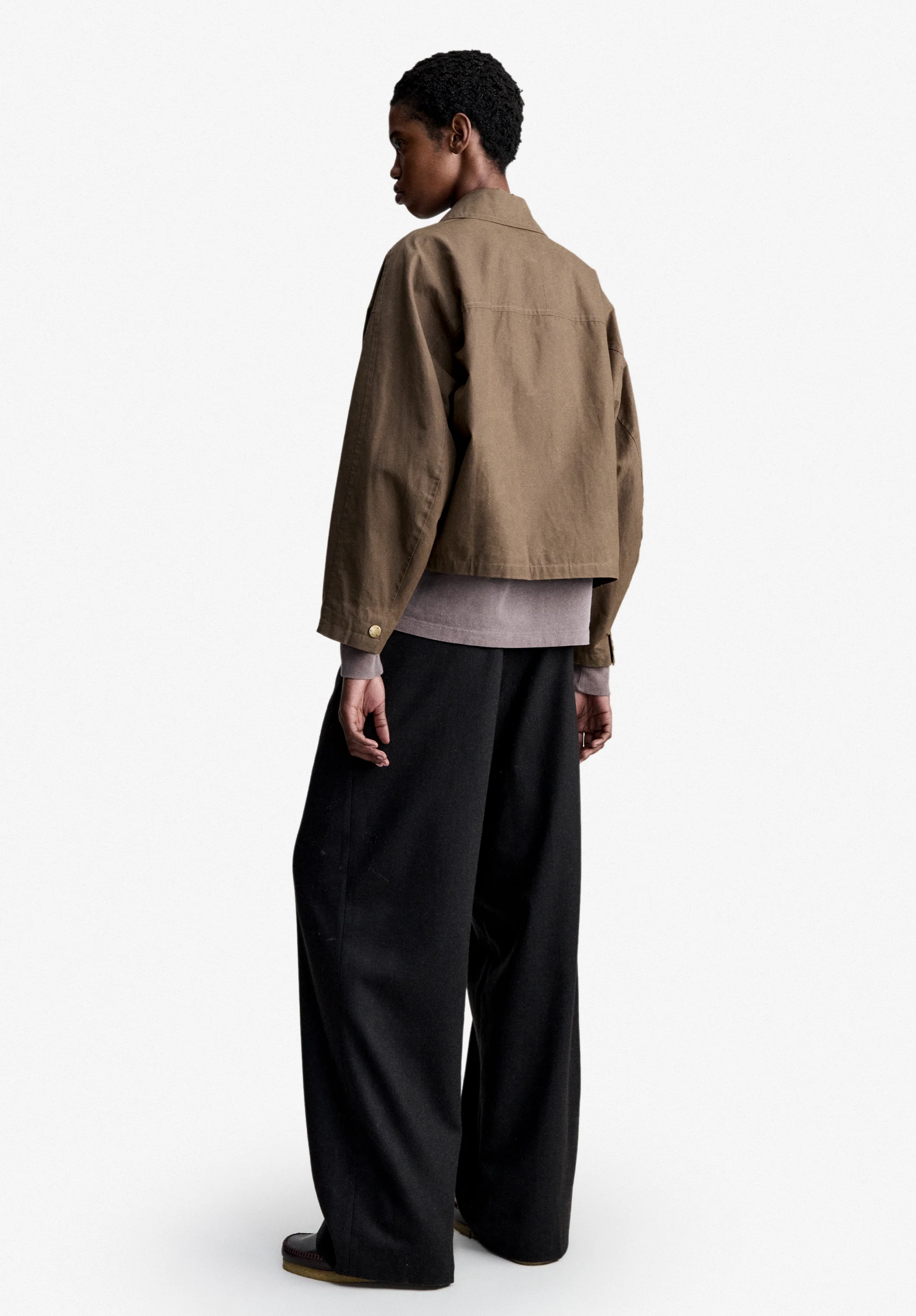 Veste de pluie kaki en coton ciré - Kaki