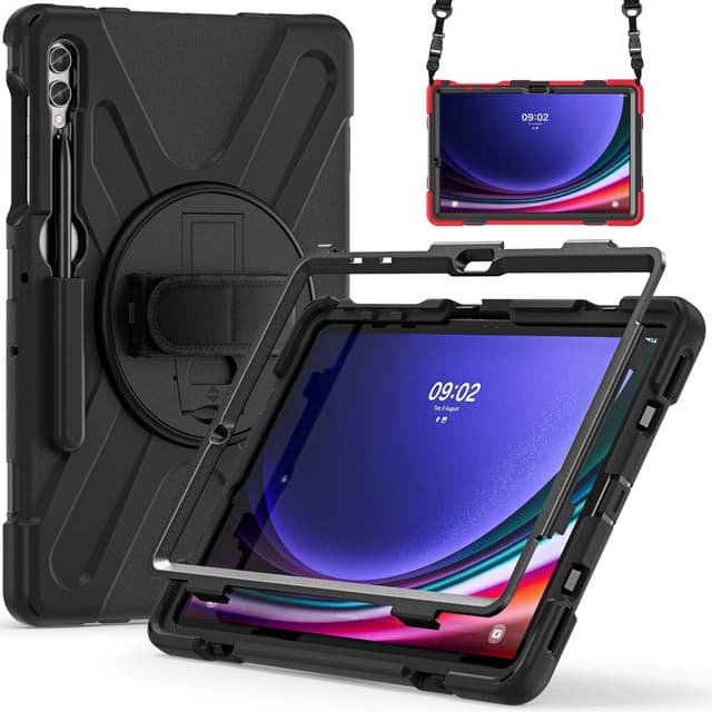SKALO Samsung Tab S9+/S9 FE+ Ekstra stødsikker Armor Cover med skulderrem