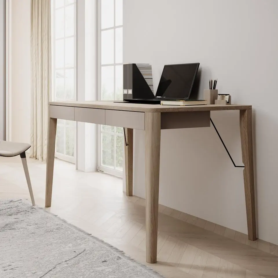 Meubella - Bureau Mazar - Licht eiken - 139 cm