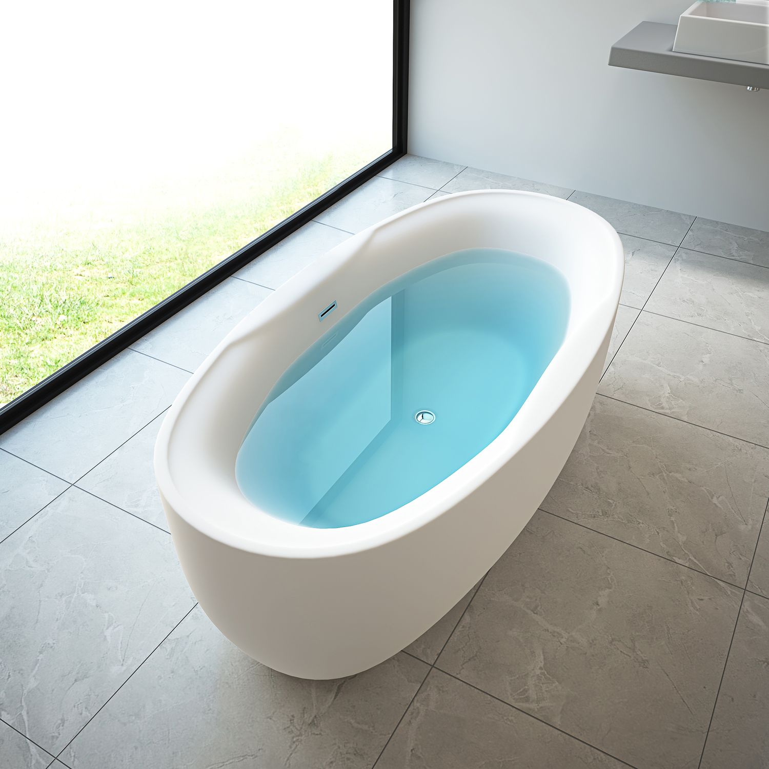 TroniTechnik® Freistehende Badewanne DOKOS Maße ca. 180 x 100 x 60cm Wanne - Füllmenge 210 Liter, aus Acryl mit Siphon