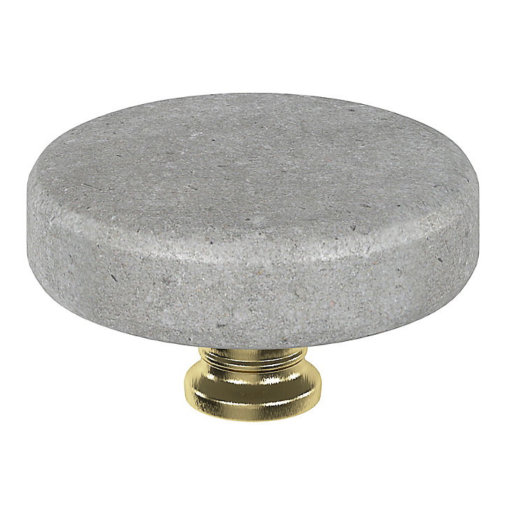 Bouton de meuble arrondi GoodHome Rubian jaune Ø3.5cm x p.2.7cm