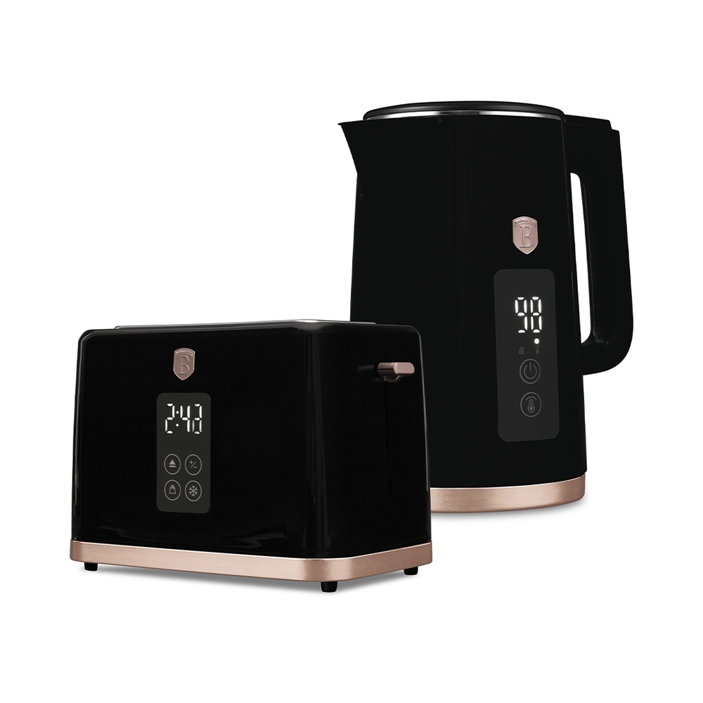 Berlinger Haus Wasserkocher & Toaster mit Digitalanzeige Black Rose Collection