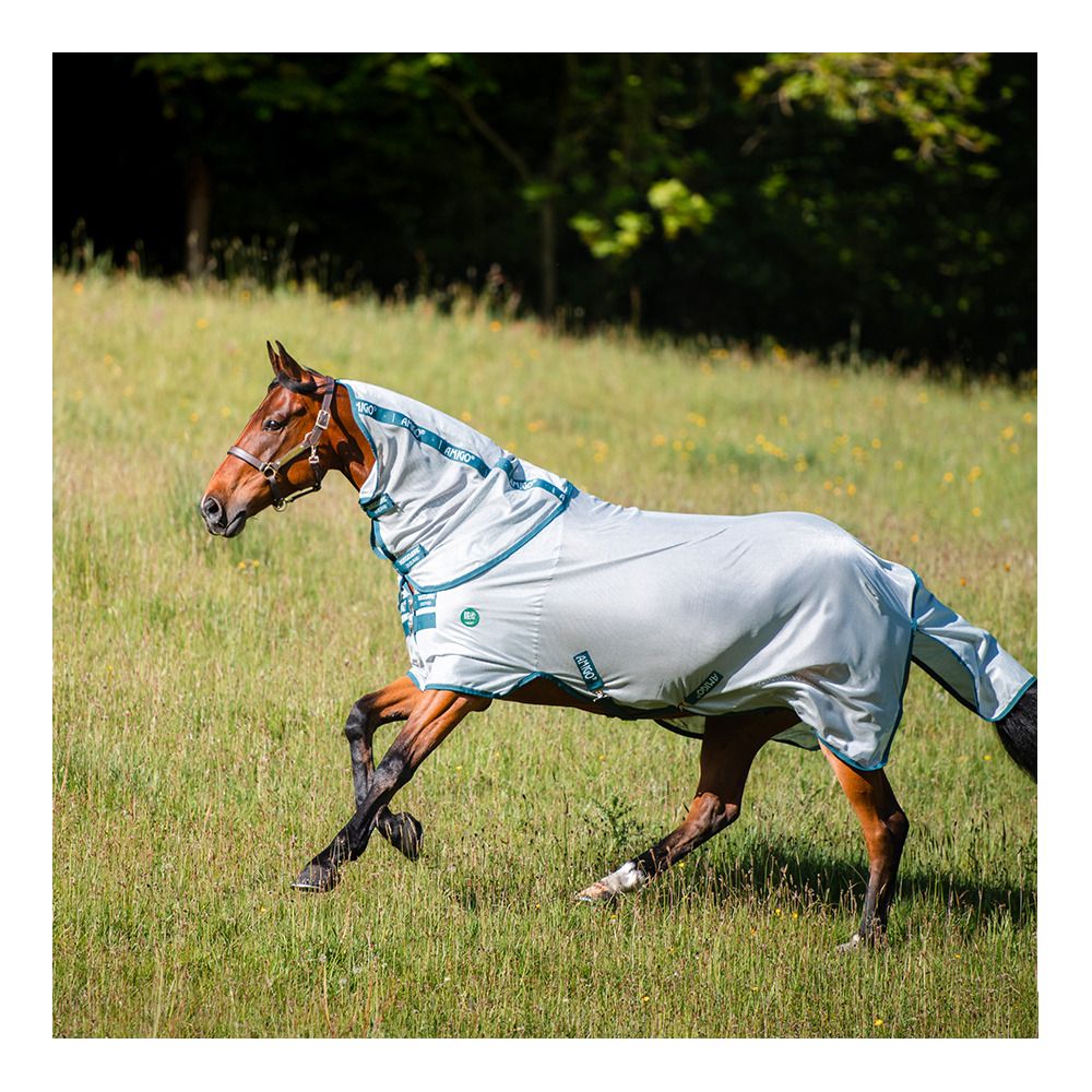 Horseware AMECO BUG RUG - Chemise anti-mouches + couvre-cou silver/teal