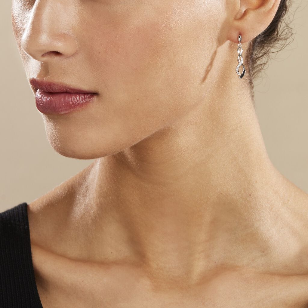 Boucles D'oreilles Pendantes Claudia Argent Blanc Oxyde De Zirconium