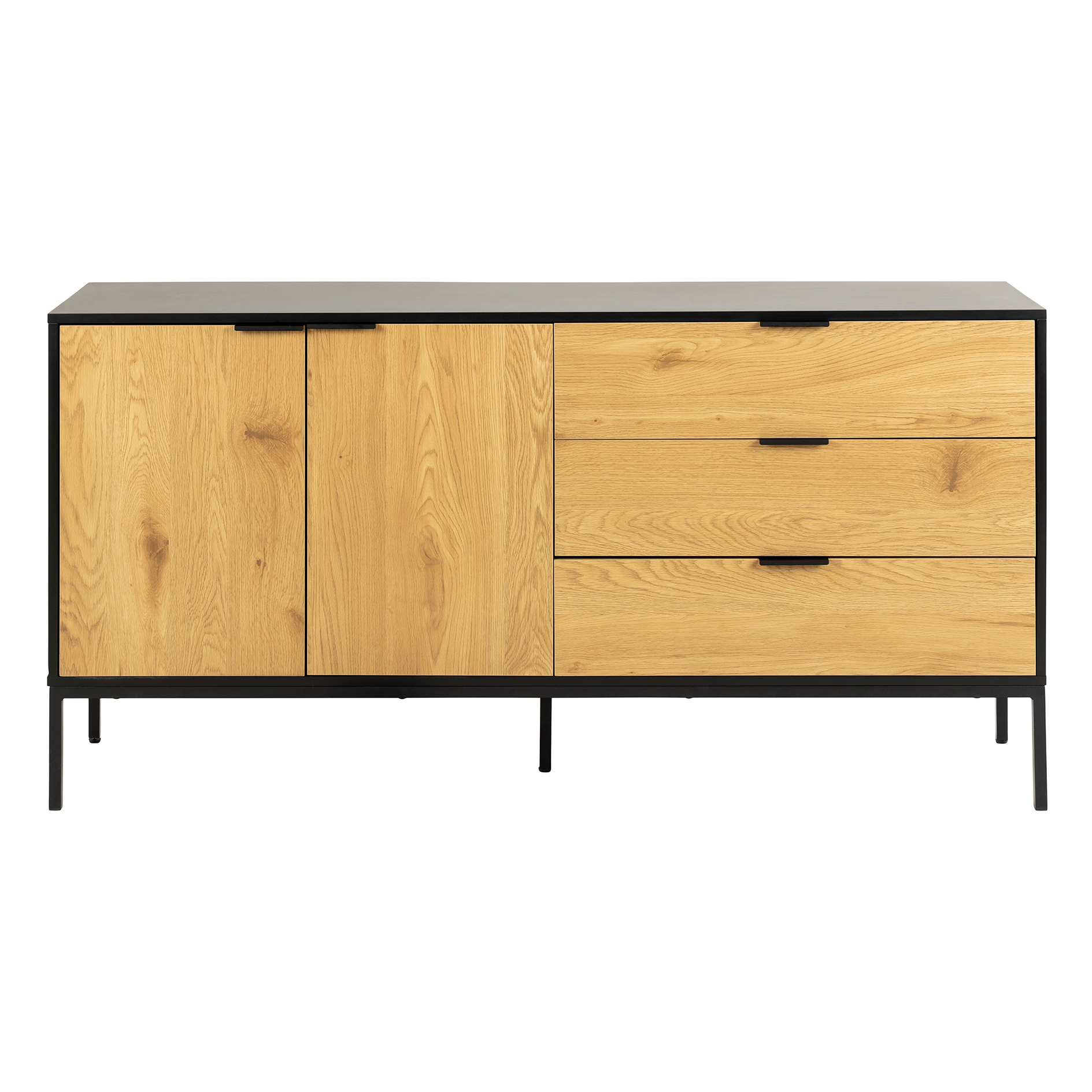 Anrichte SEAFORD - schwarz - Wildeiche - 160 cm