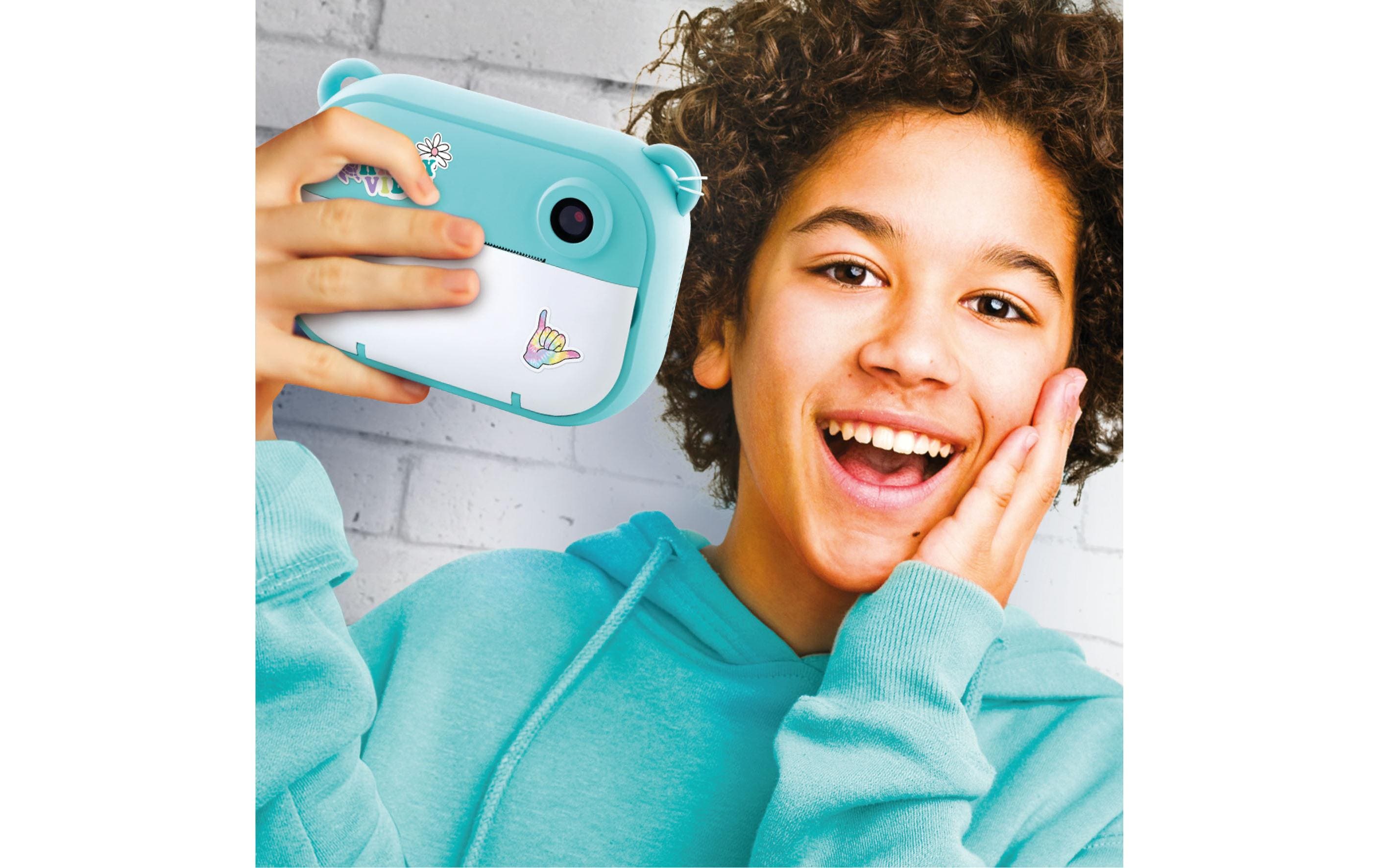 Instant Camera Hellblau/Mehrfarbig/WeissDigitalkamera, Sofortdrucker und Videokamera in einem