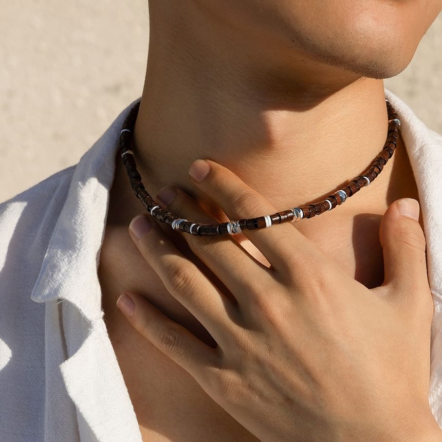 Gretlyn - Houten kralen zachte klei choker