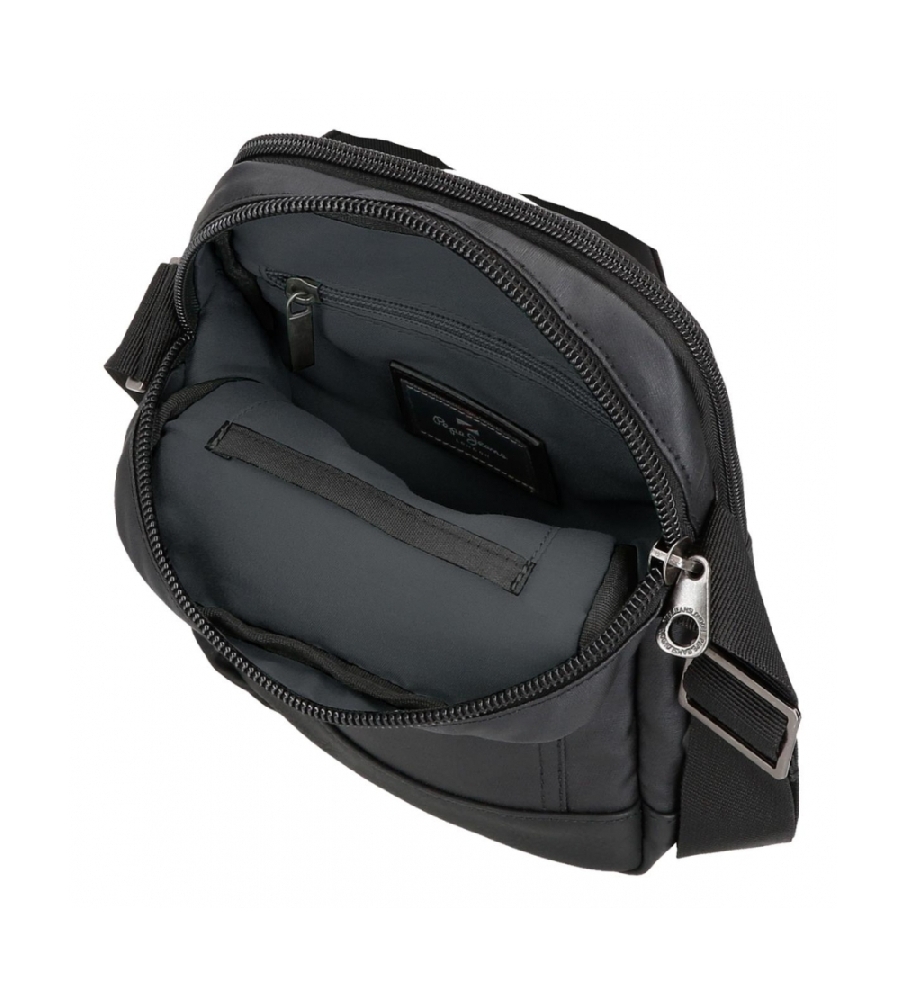 Bolsa de ombro Pepe Jeans Hatfield com dois compartimentos, preta