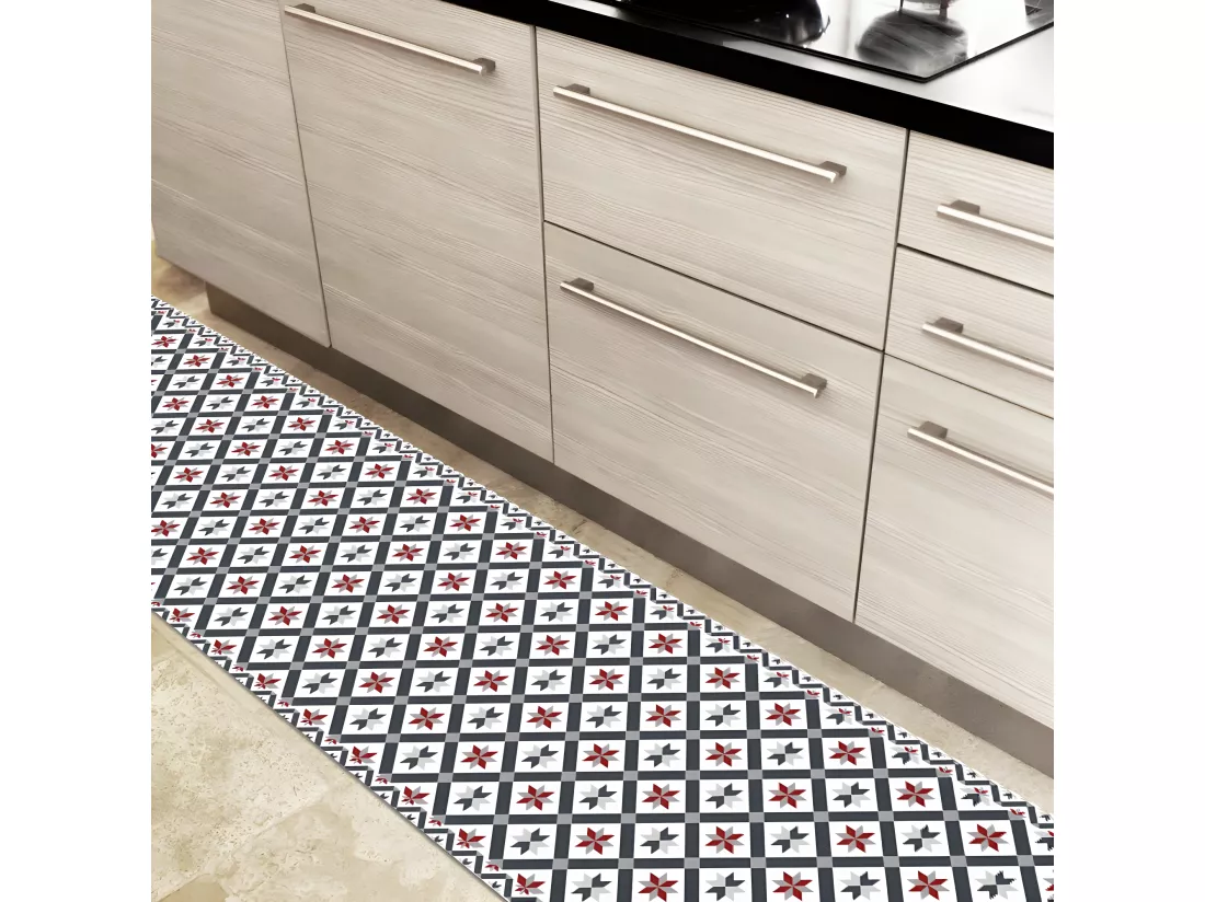 Tapis Vinyle Large l120xH200cm - Carreaux de ciment Victoria - Vinyle