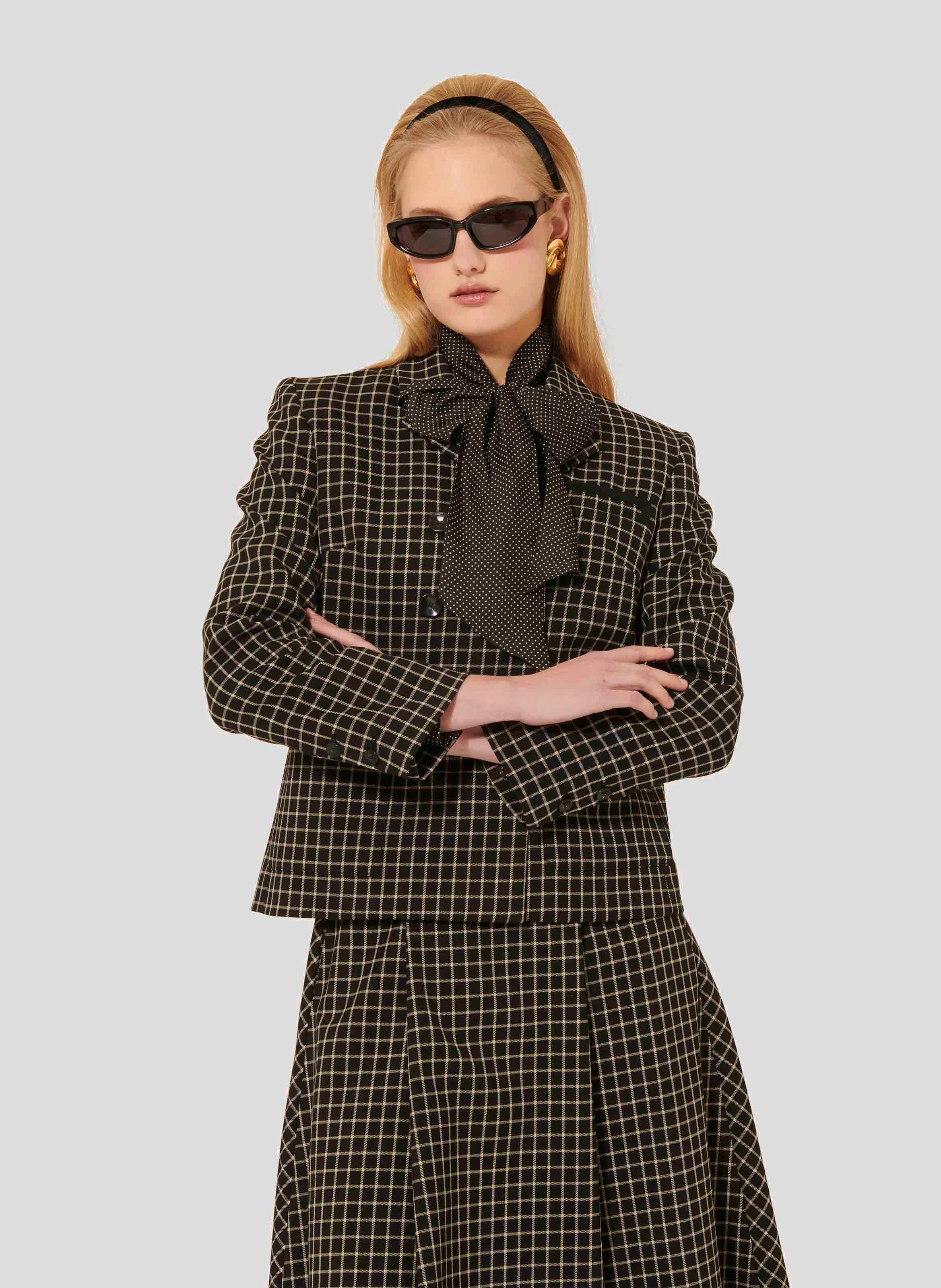 VANNIE - Veste tailleur à carreaux | Noir