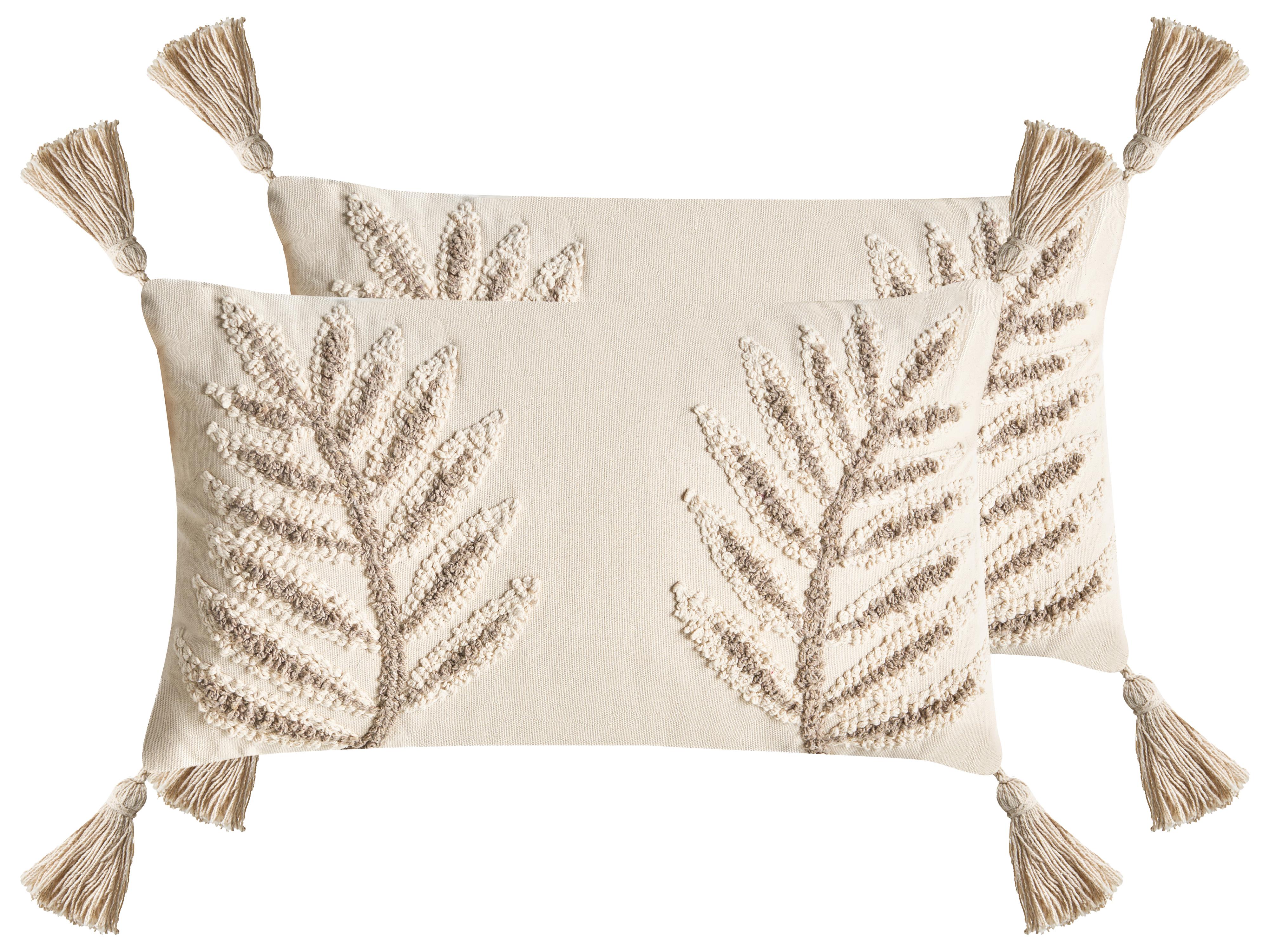 Set van 2 sierkussens POMETIA Katoen 30 x 50 cm Beige bloempatroon