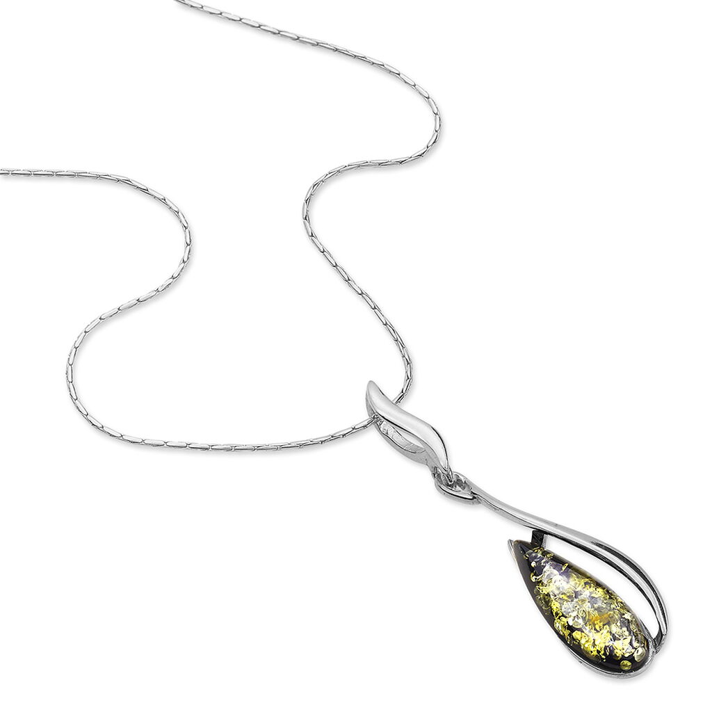 Collier Argent Blanc Odilon Ambre