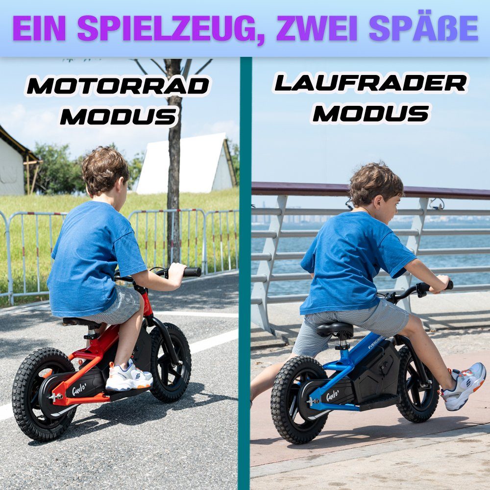 Mini Patinete Elétrico Evercross EV06M para Crianças, Bicicleta de Equilíbrio de 12 Polegadas, 100W, 15 km/h, Bicicleta Elétrica de Equilíbrio para Crianças de 3 a 6 Anos, Velocidade Máxima de 15 km/h, Bateria de 24V 4AH
