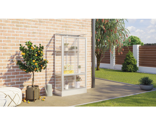 Vitavia Polis kas, 4 mm dubbelwandige polycarbonaat panelen, inclusief stalen fundering, 81 x 42,8 cm, zilver