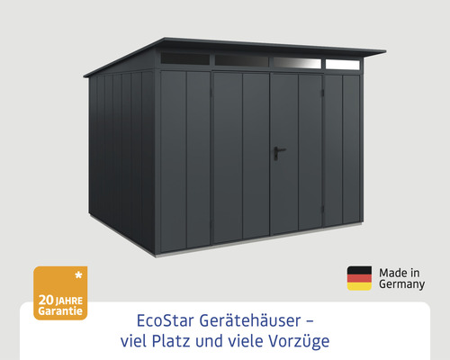 Hörmann EcoStar Elegant-P Type 3 tuinhuis, RAL7016, dubbele deur, 312,7 x 283,4 cm, antraciet