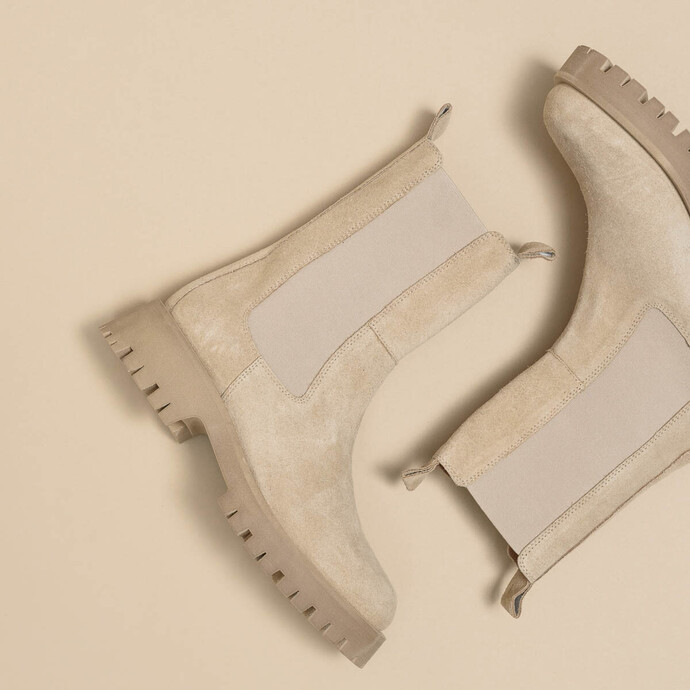 Bottines à plateformes  en croute beige