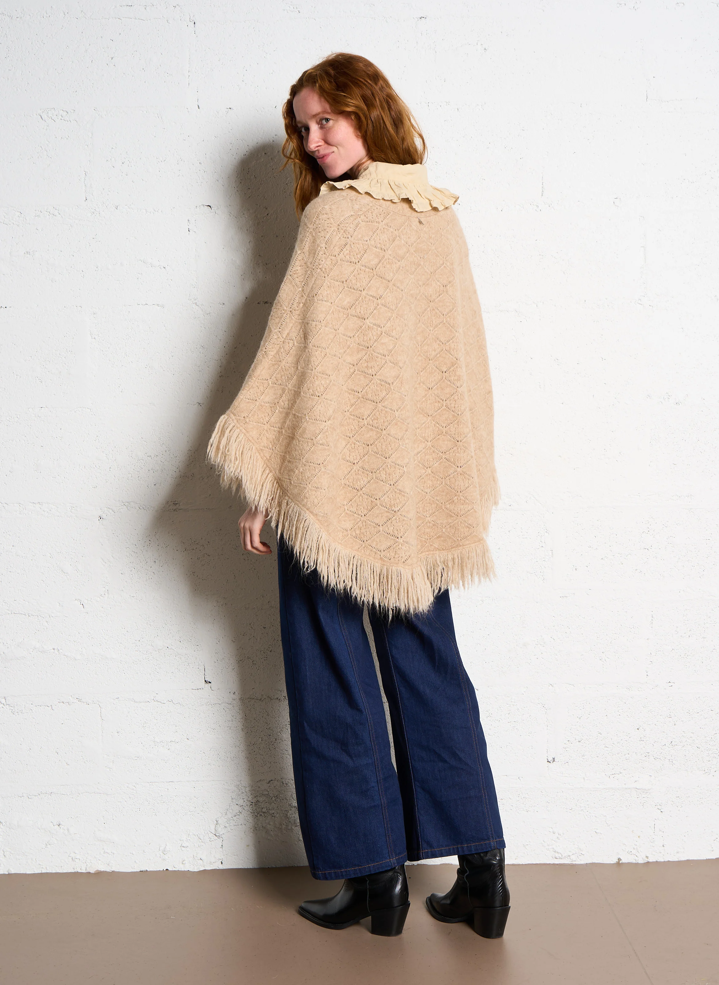 PULIA - Poncho en laine mélangée | Beige