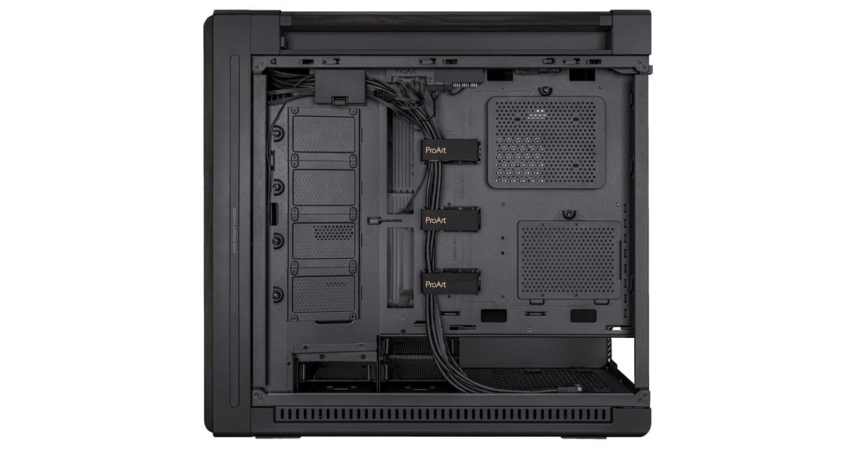 ASUSProArt PA602 Wood Edition - Tempered Glass Panel big tower behuizing  (Zwart | 4x USB-A | 1x USB-C | Tempered Glass, Tweedekans)