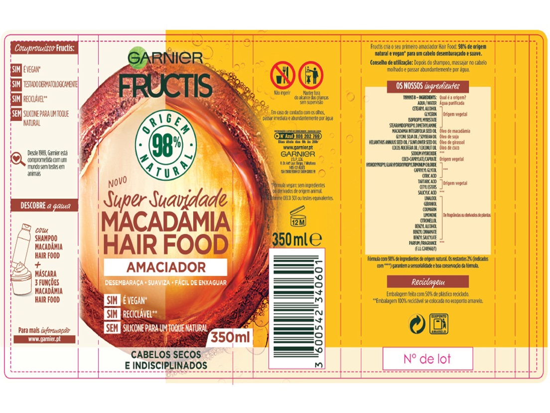 CHAMPÔ FRUCTIS HAIR FOOD MACADÂMIA 350ML
