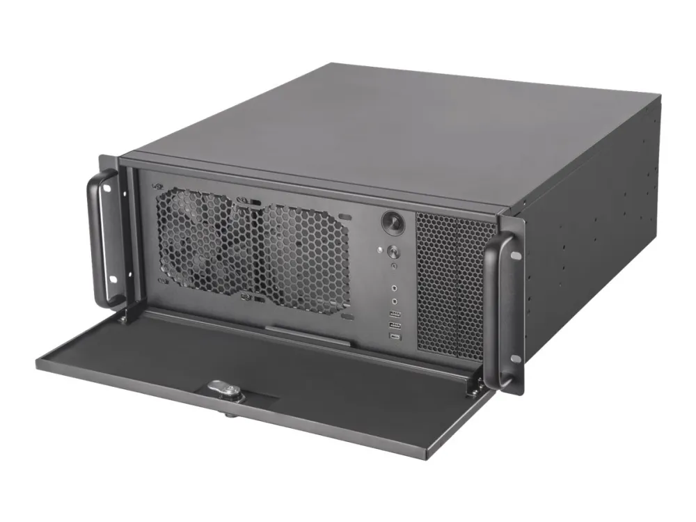 SilverStone RM42-502 - Rack-monterbar - 4U - SSI EEB - ingen strømforsyning (ATX / PS/2) - sort - USB/Lyd